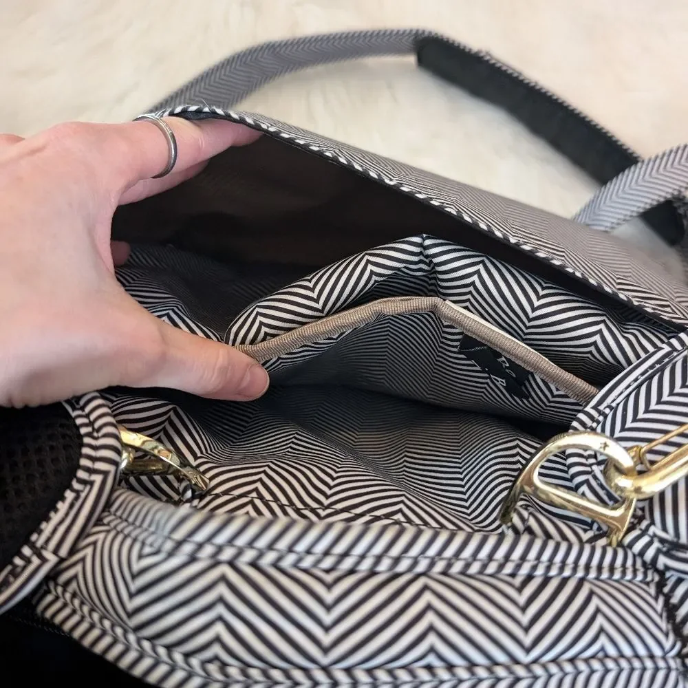 Jujube BFF Chromatics Black and White Chevron Diaper Breast Pump Bag Backpack